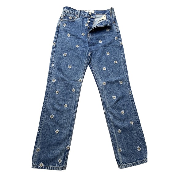 Reformation Denim - Reformation Cynthia Chamomile High Rise Straight Jeans Womens 26 Blue Floral